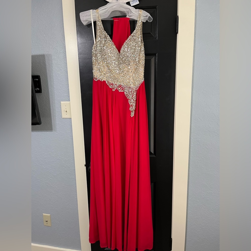 Like New Red Sequin Long Formal Dress